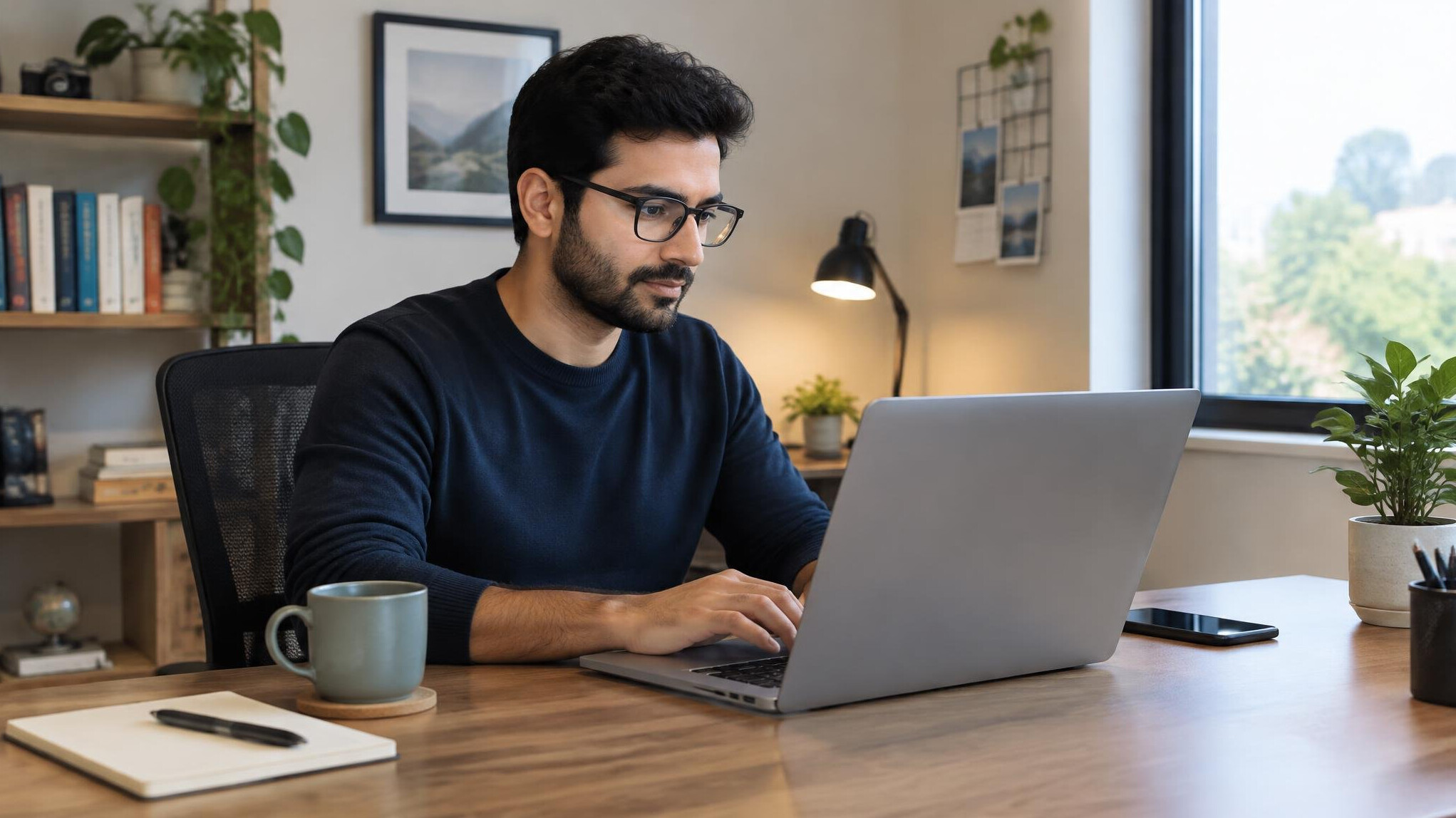 man working on laptop