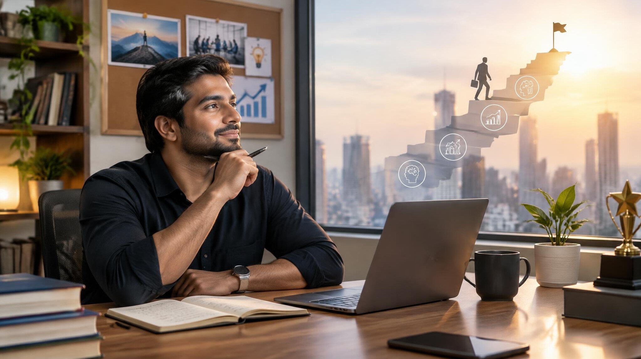person reflecting on work